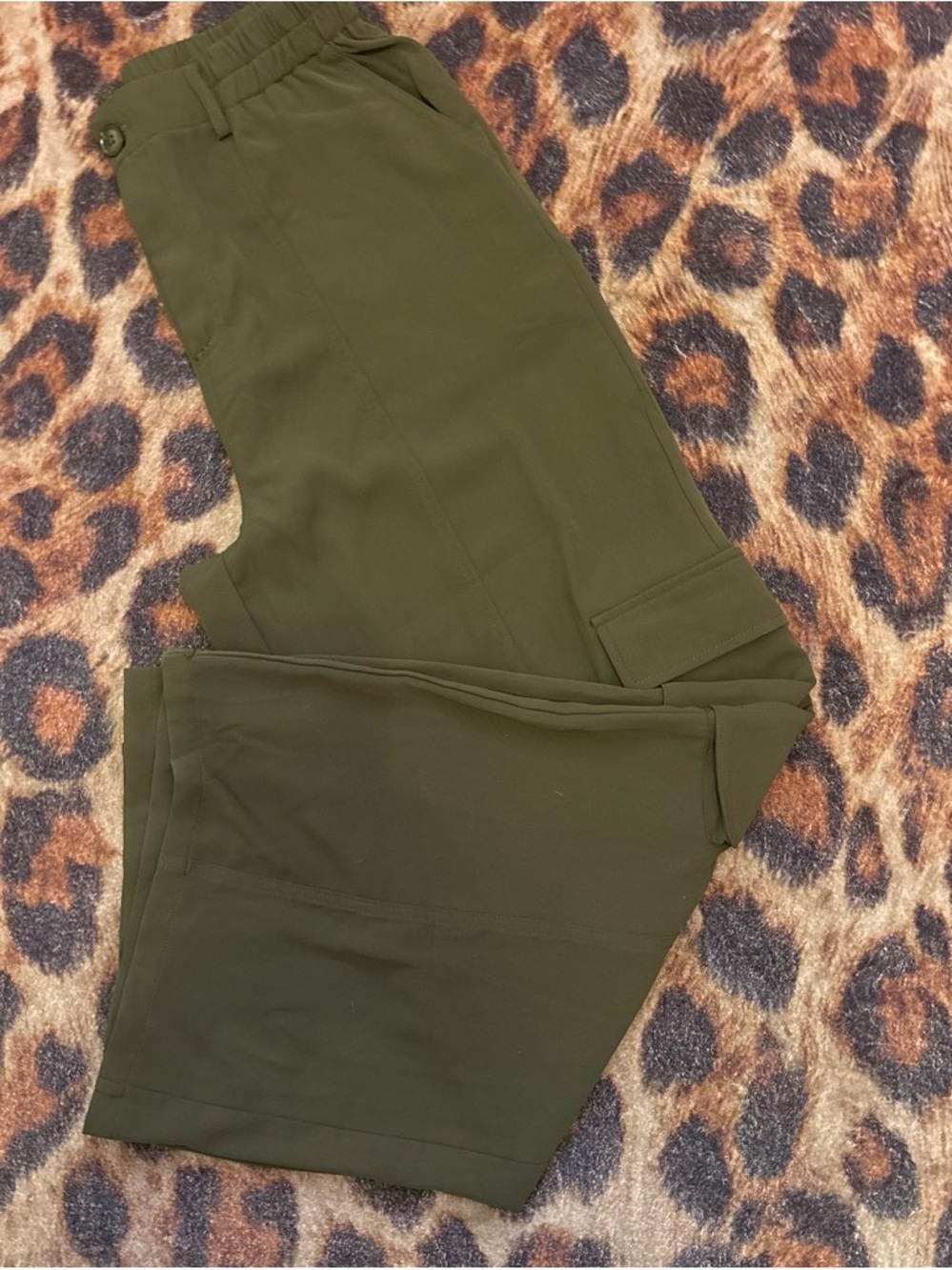 Olive Green womens Bottoms - Stretch Cargo Pants
